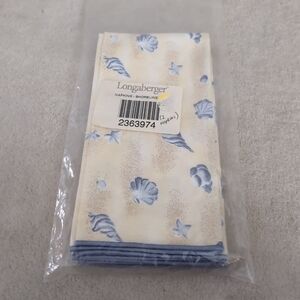 Longaberger Cloth Napkins 2 NEW 16x16 - Shoreline Print 100% Cotton